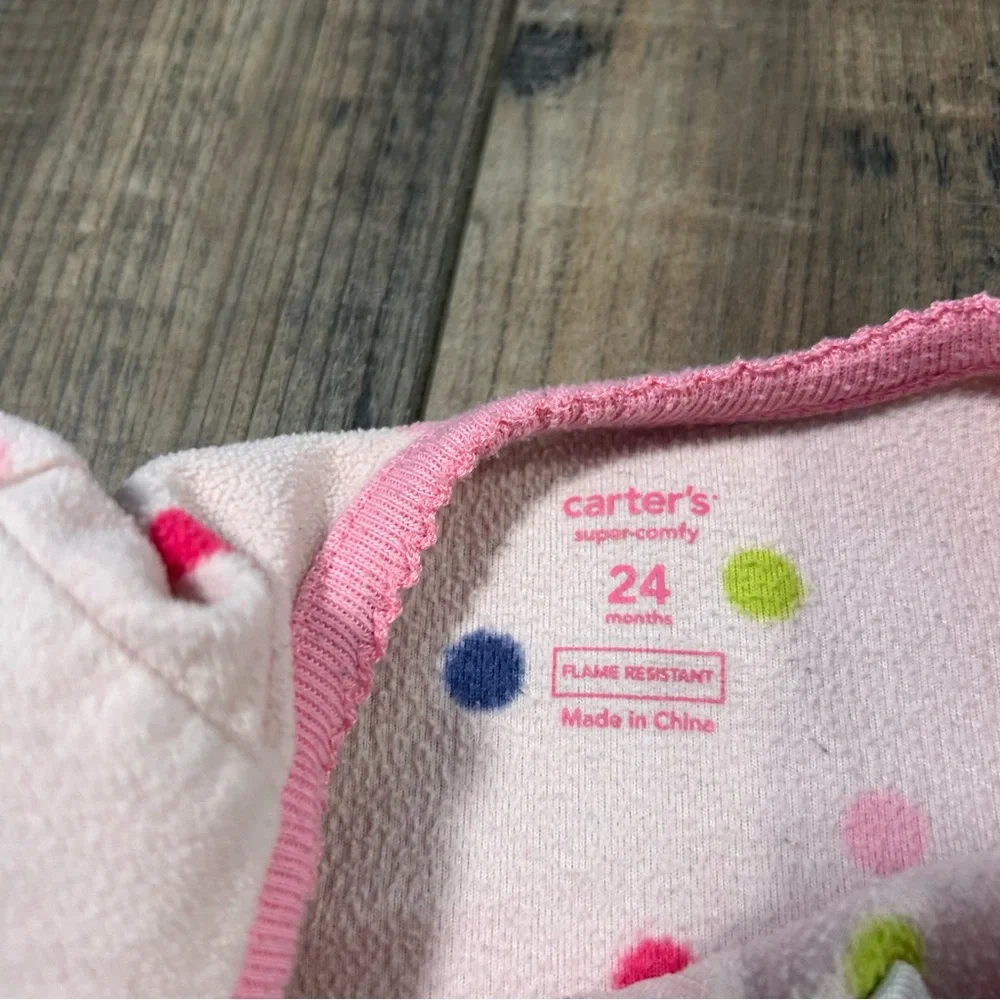 Lot of 4 Carter's Toddler‎ Girl Fleece Footed Pajamas, 24 Months Animals